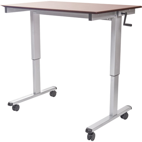 Adjustable Stand-Up Workstations, Stand-Alone Desk, 48-1/2" H x 59" W x 29-1/2" D, Walnut