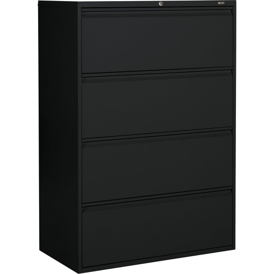 Lateral Cabinet, Steel, 4 Drawers, 36" W x 19-1/4" D x 52-6/100" H, Black