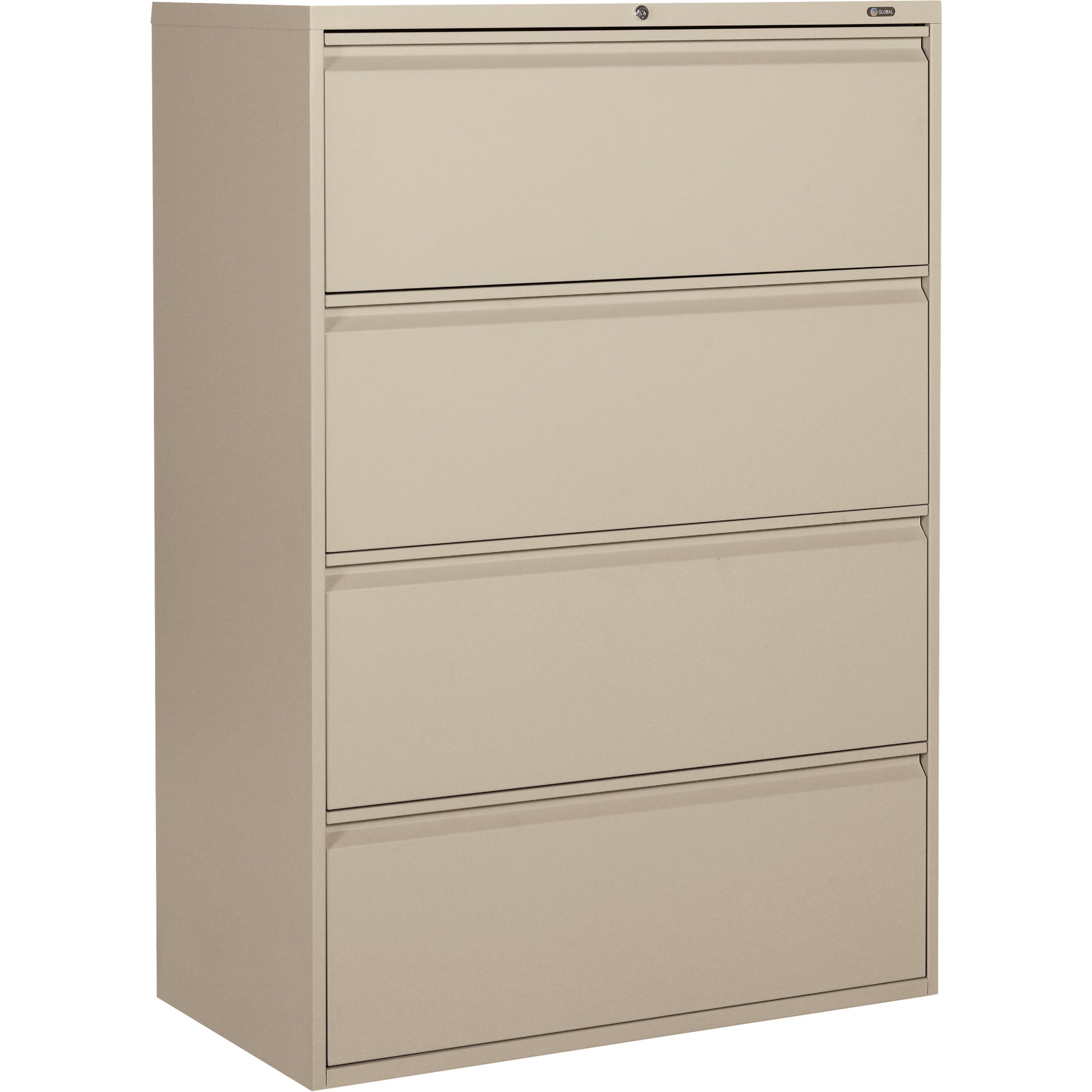 Lateral Cabinet, Steel, 4 Drawers, 36" W x 19-1/4" D x 52-6/100" H, Beige