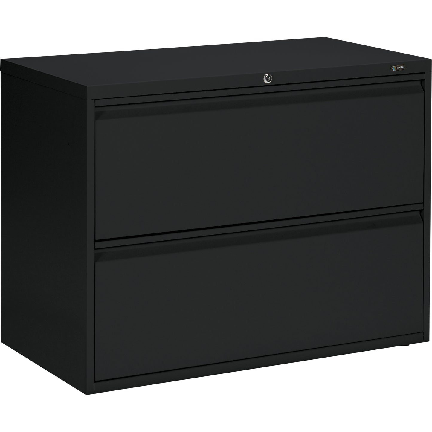 Lateral Cabinet, Steel, 2 Drawers, 36" W x 19-1/4" D x 27-31/100" H, Black