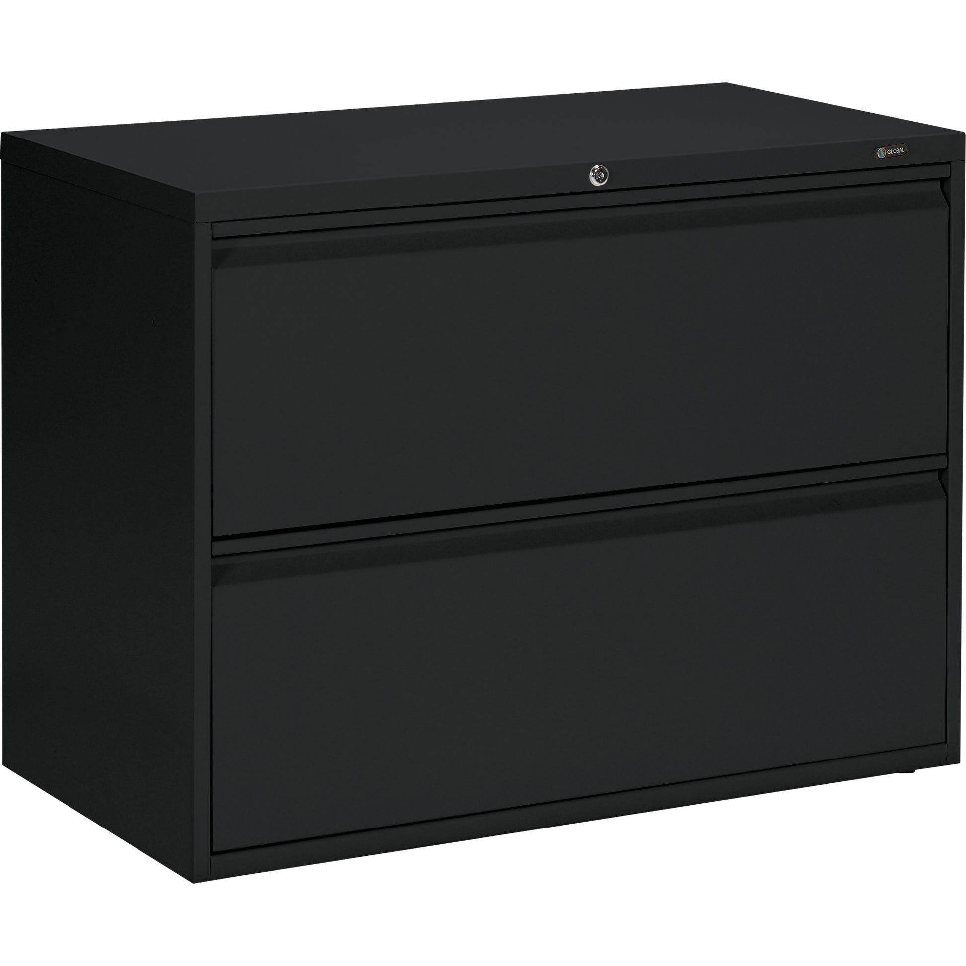 Lateral Cabinet, Steel, 2 Drawers, 36" W x 19-1/4" D x 27-31/100" H, Black