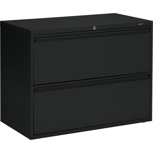 Lateral Cabinet, Steel, 2 Drawers, 36" W x 19-1/4" D x 27-31/100" H, Black