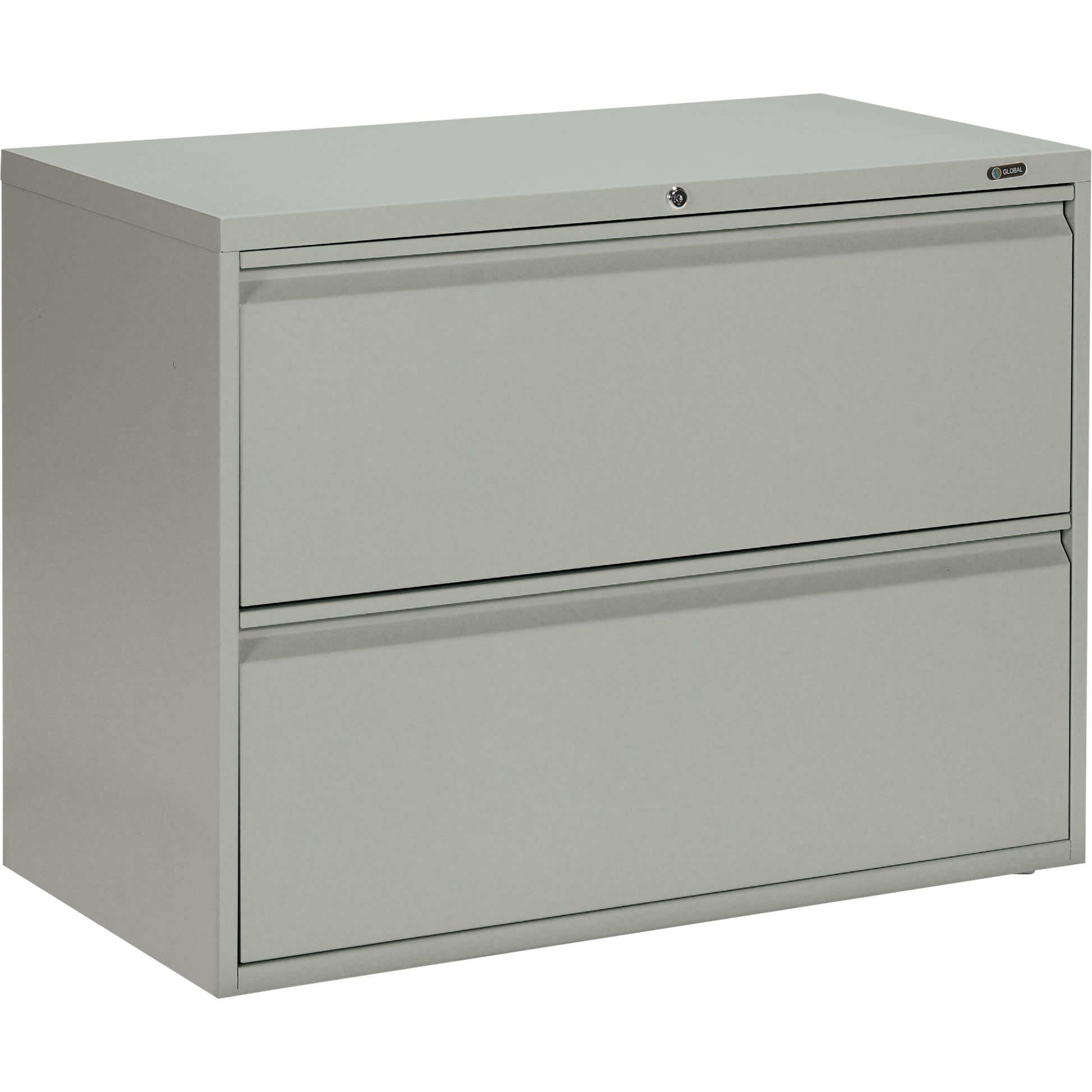 Lateral Cabinet, Steel, 2 Drawers, 36" W x 19-1/4" D x 27-31/100" H, Grey