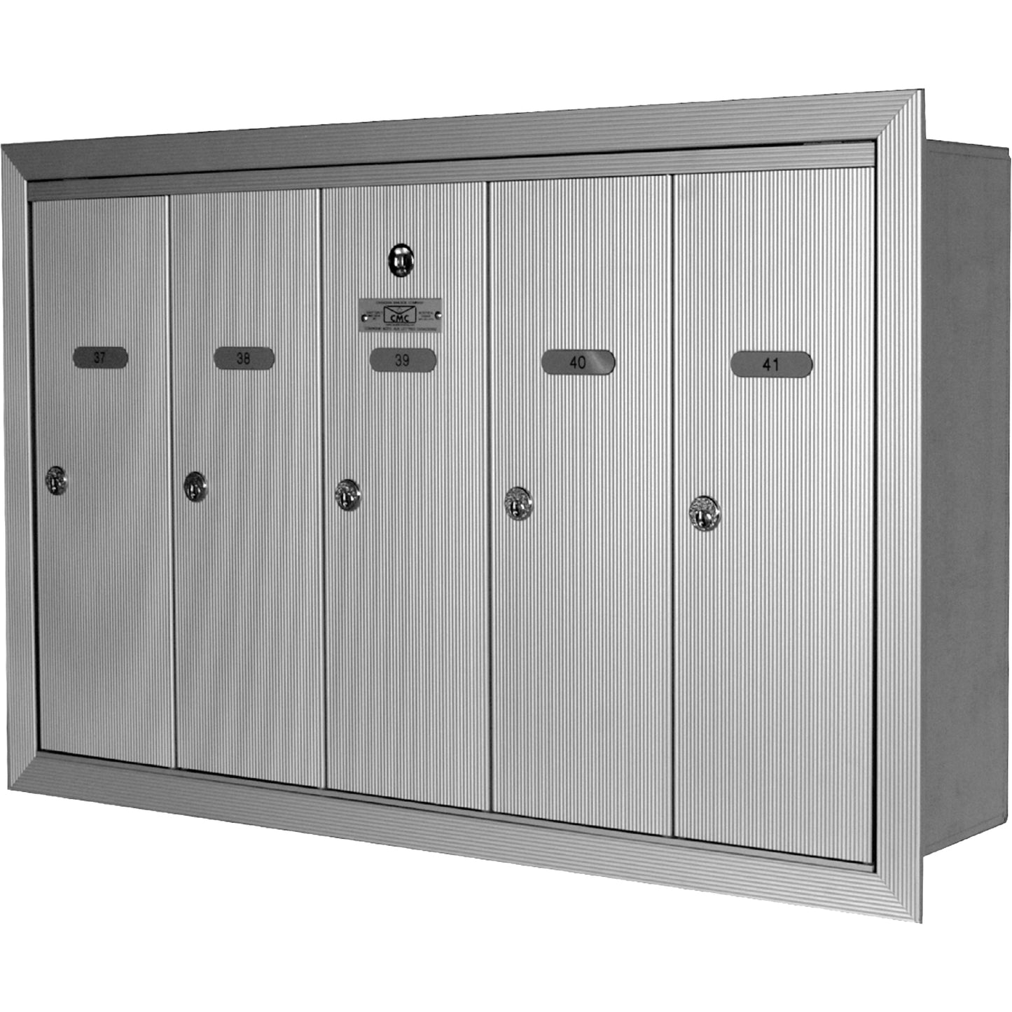 Single Deck Recessed Mailboxes, Wall -Mounted, 16" x 5-1/2", 7 Doors, Aluminum