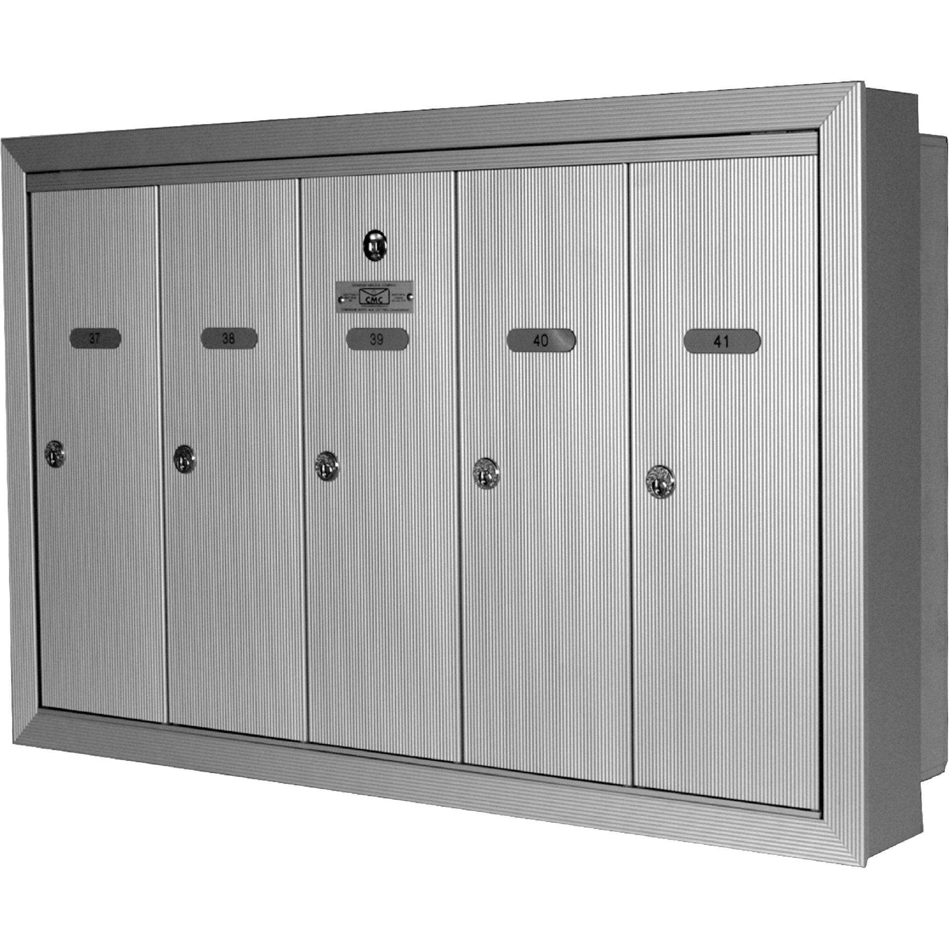 Single Deck Semi-Recessed Mailboxes, Wall -Mounted, 16" x 5-1/2", 7 Doors, Aluminum