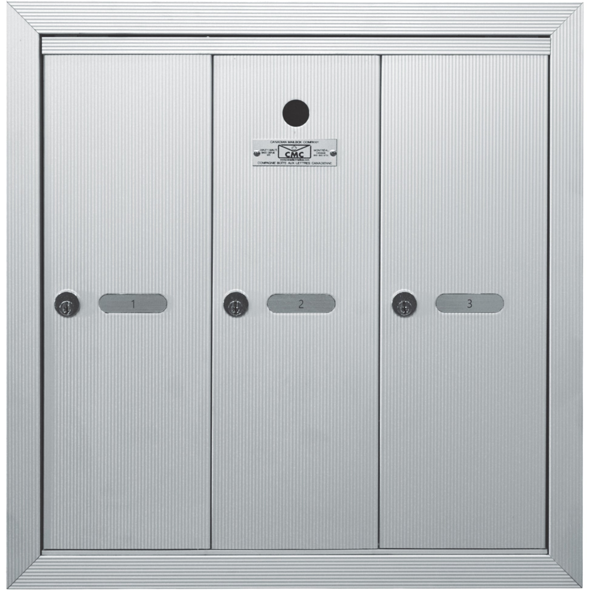Single Deck Mailboxes, Wall -Mounted, 16" x 5-1/2", 3 Doors, Aluminum
