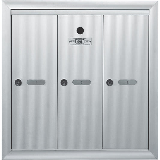 Single Deck Mailboxes, Wall -Mounted, 16" x 5-1/2", 3 Doors, Aluminum