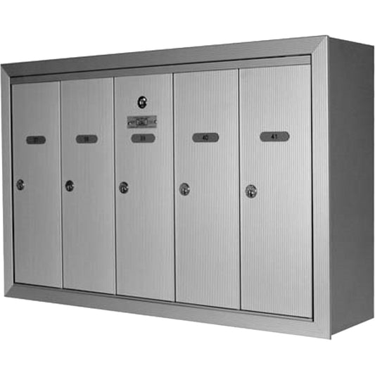 Single Deck Mailboxes, Wall -Mounted, 16" x 5-1/2", 4 Doors, Aluminum