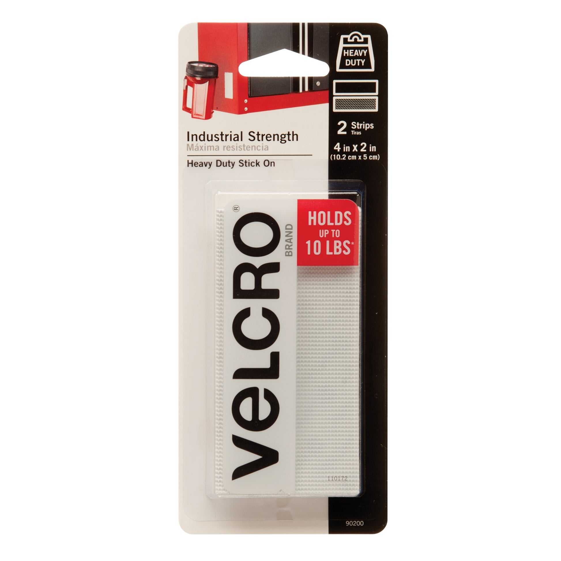 Industrial Strength Fastener Tape, Hook & Loop, 4" x 2", Adhesive, White