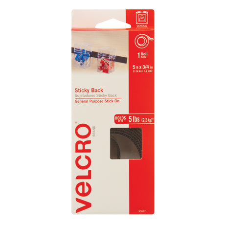 Fastener, Hook & Loop, 5' x 3/4", Adhesive, Black