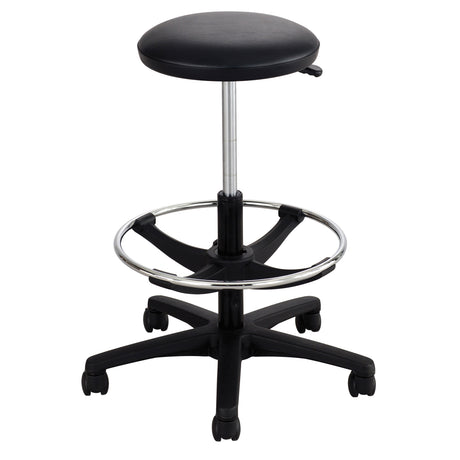 Extended-Height Stool, Drafting, Adjustable, 22" - 32", Vinyl Seat, Black