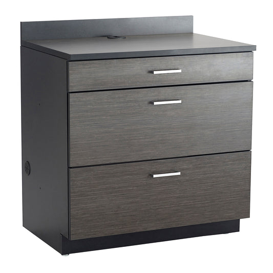 Modular Base Cabinet, 3 Drawers, 36" W x 25" D x 39" H, Asian Night/Black