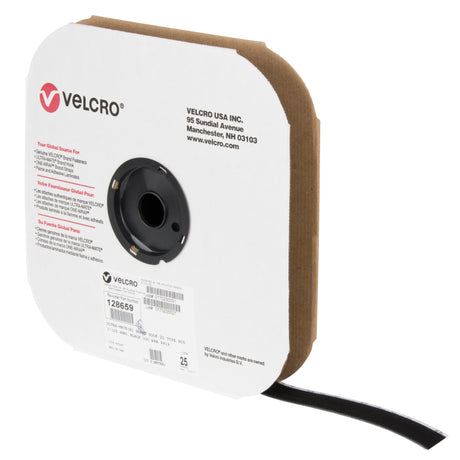 Low Profile Fastener Tape, Hook, 25 yds x 1", Adhesive, Black