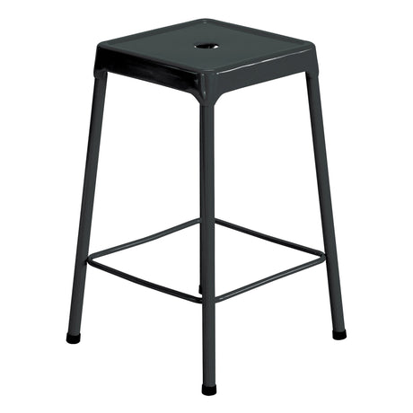 Counter Stool, Stationary, Fixed, 25", Steel Seat, Black