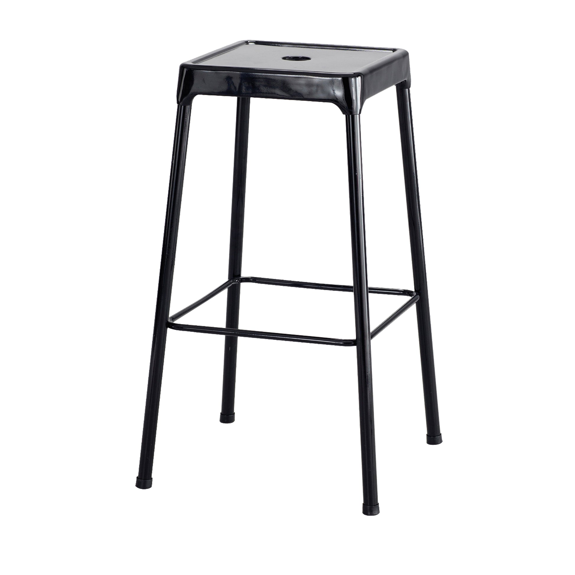 Bistro Stool, Stationary, Fixed, 29", Steel Seat, Black