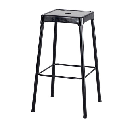 Bistro Stool, Stationary, Fixed, 29", Steel Seat, Black