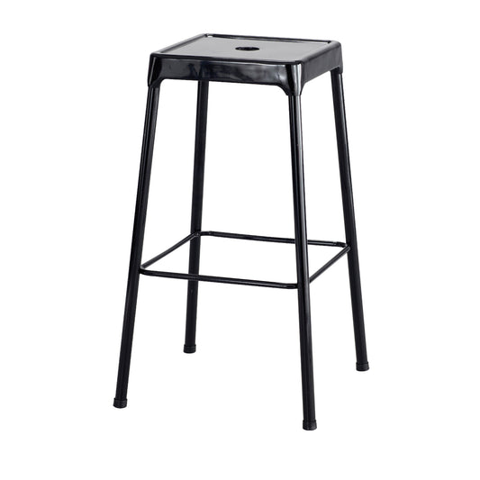 Bistro Stool, Stationary, Fixed, 29", Steel Seat, Black