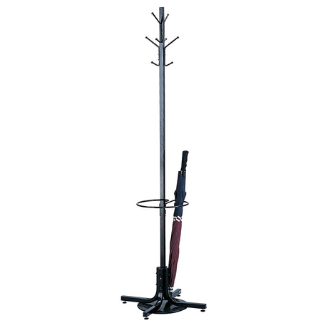 Coat Rack with Umbrella Stand, 70" H, Black, 4 Hook(s)