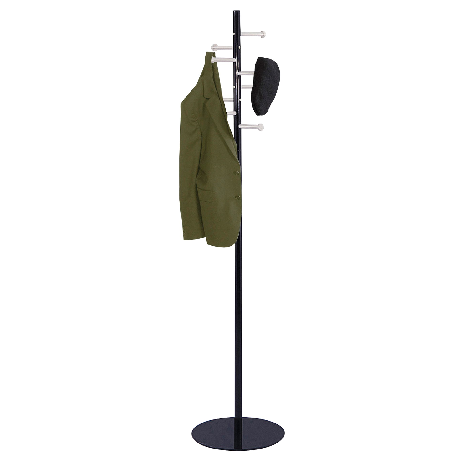 Nail Head Coat Rack, 67" H, Black, 8 Hook(s)
