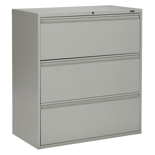 Lateral Filing Cabinet, Steel, 3 Drawers, 36" W x 19-1/4" D x 39-3/50" H, Grey