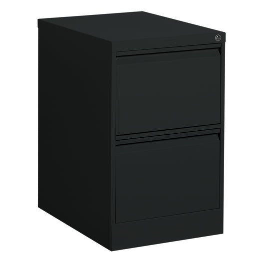 Vertical Filing Cabinet, Steel, 2 Drawers, 18-1/7" W x 25" D x 29" H, Black