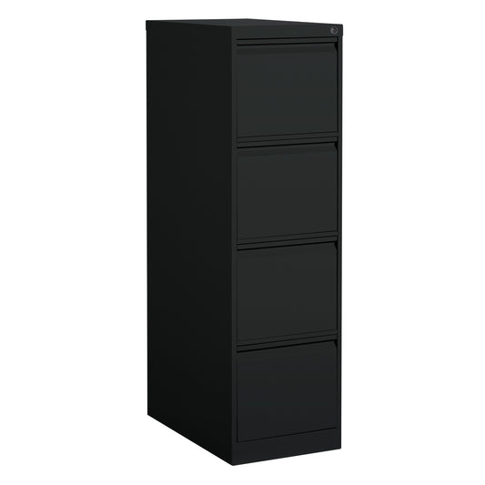Vertical Filing Cabinet, Steel, 4 Drawers, 15-1/7" W x 25" D x 52" H, Black