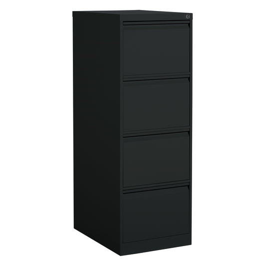 Vertical Filing Cabinet, Steel, 4 Drawers, 18-1/7" W x 25" D x 52" H, Black