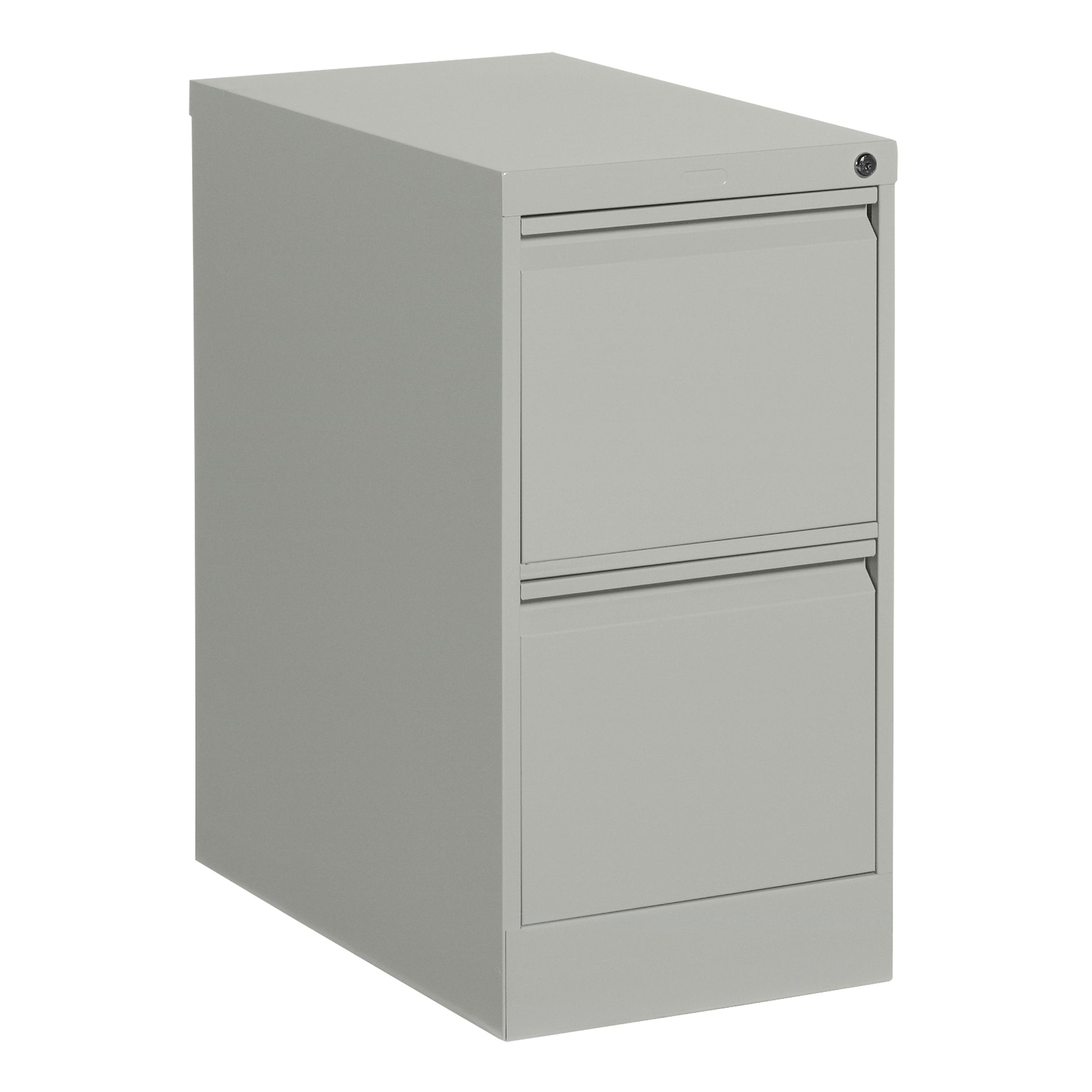 Vertical Filing Cabinet, Steel, 2 Drawers, 15-1/7" W x 25" D x 29" H, Grey