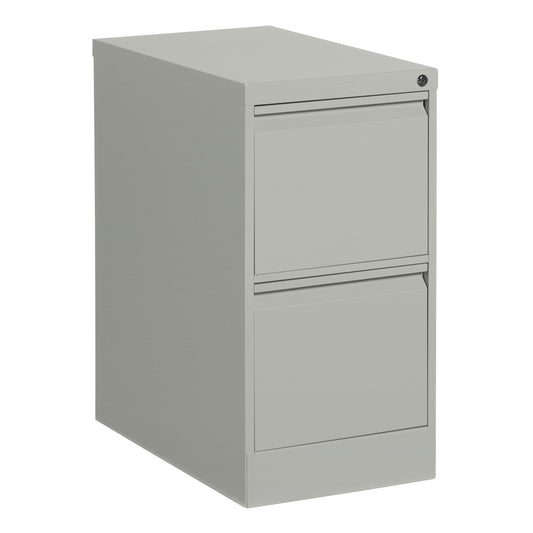 Vertical Filing Cabinet, Steel, 2 Drawers, 15-1/7" W x 25" D x 29" H, Grey