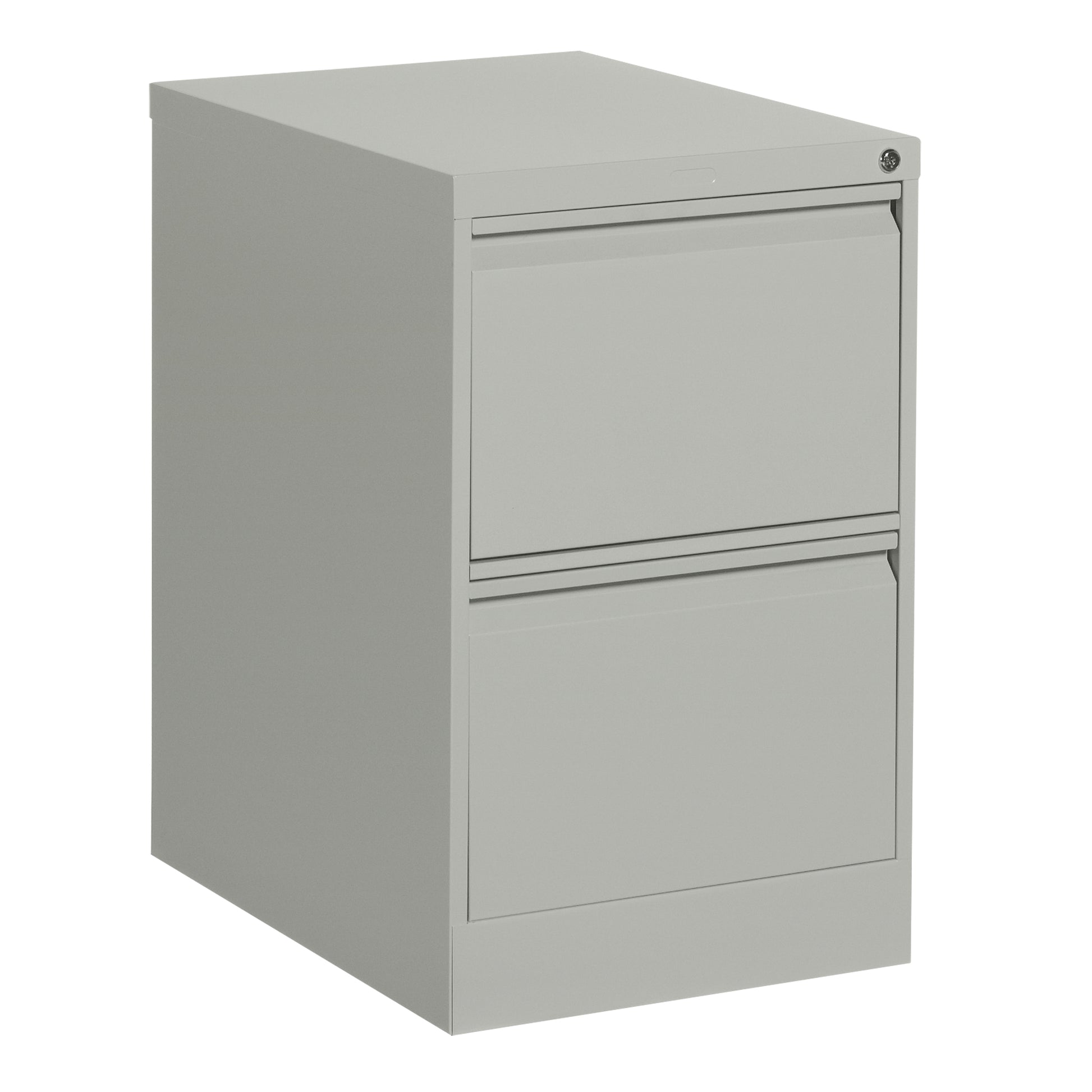 Vertical Filing Cabinet, Steel, 2 Drawers, 18-1/7" W x 25" D x 29" H, Grey