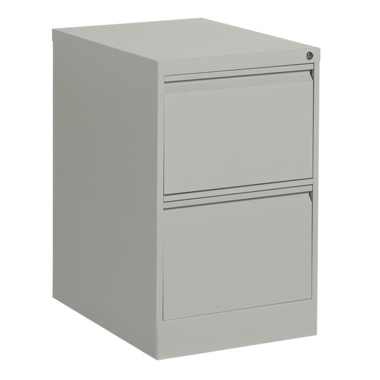 Vertical Filing Cabinet, Steel, 2 Drawers, 18-1/7" W x 25" D x 29" H, Grey