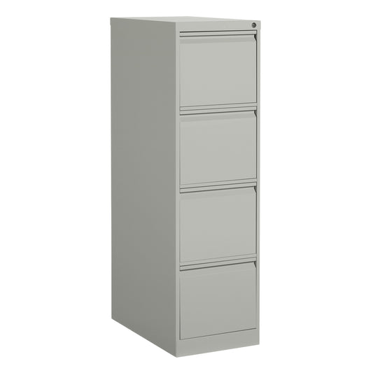 Vertical Filing Cabinet, Steel, 4 Drawers, 15-1/7" W x 25" D x 52" H, Grey