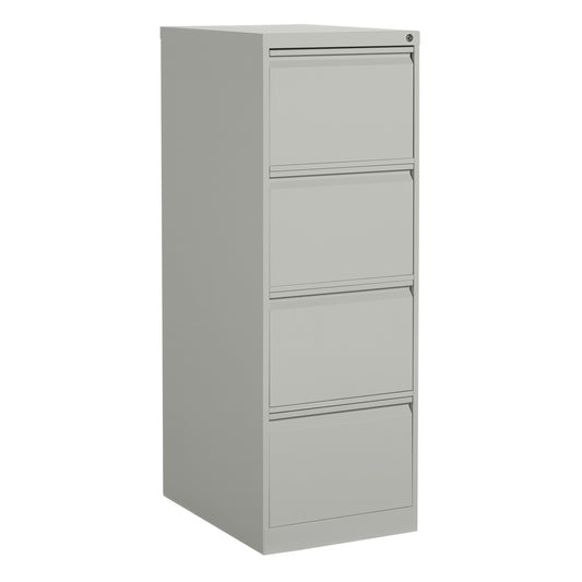 Vertical Filing Cabinet, Steel, 4 Drawers, 18-1/7" W x 25" D x 52" H, Grey