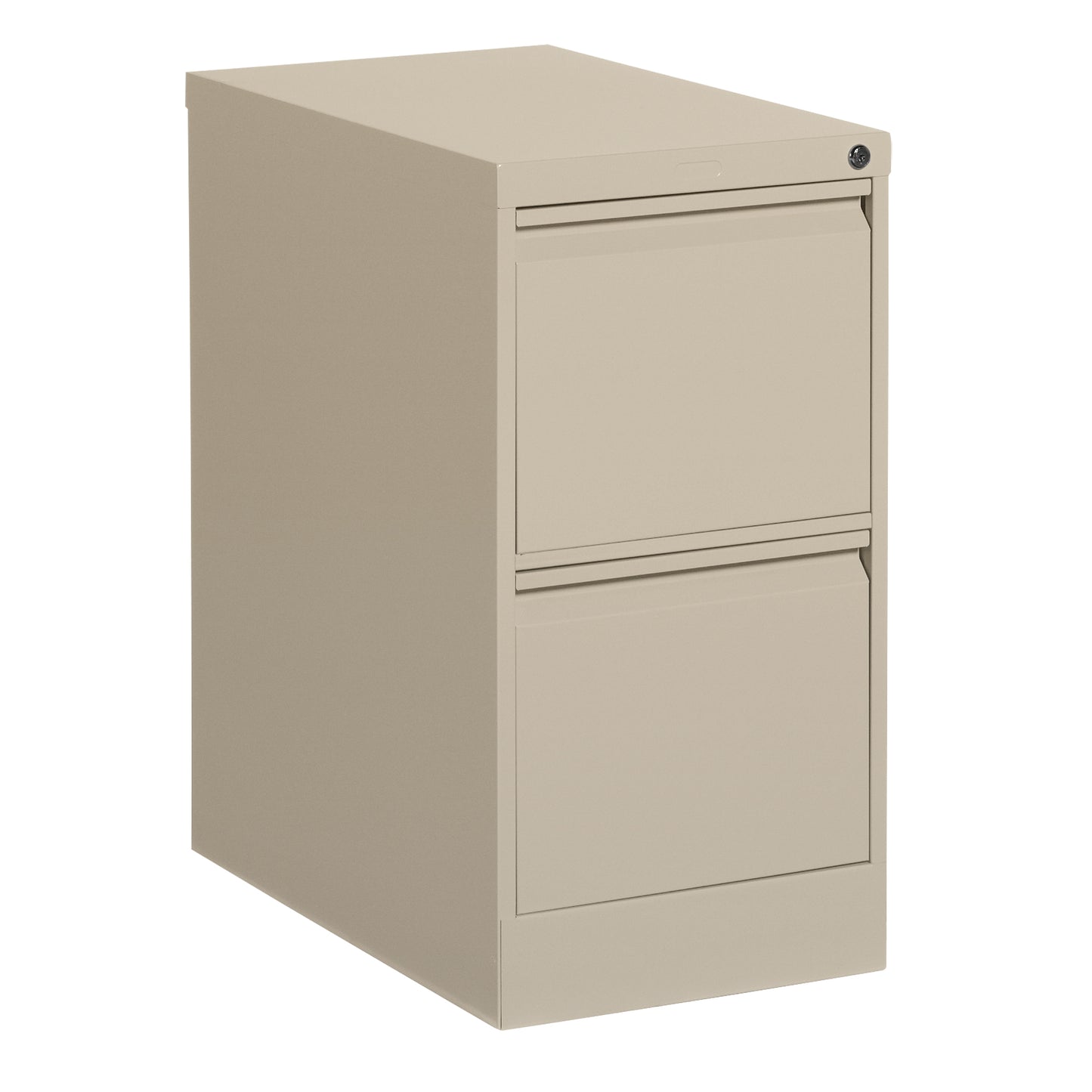 Vertical Filing Cabinet, Steel, 2 Drawers, 15-1/7" W x 25" D x 29" H, Beige