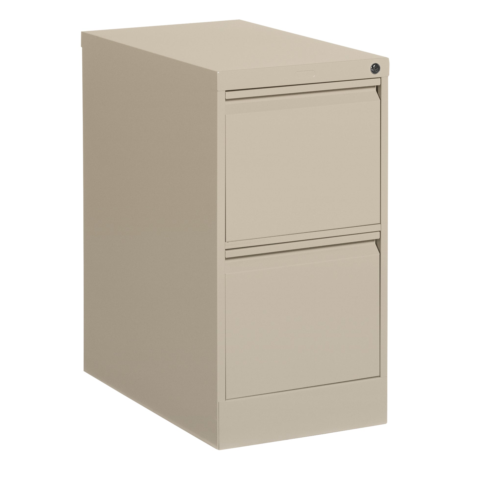 Vertical Filing Cabinet, Steel, 2 Drawers, 15-1/7" W x 25" D x 29" H, Beige
