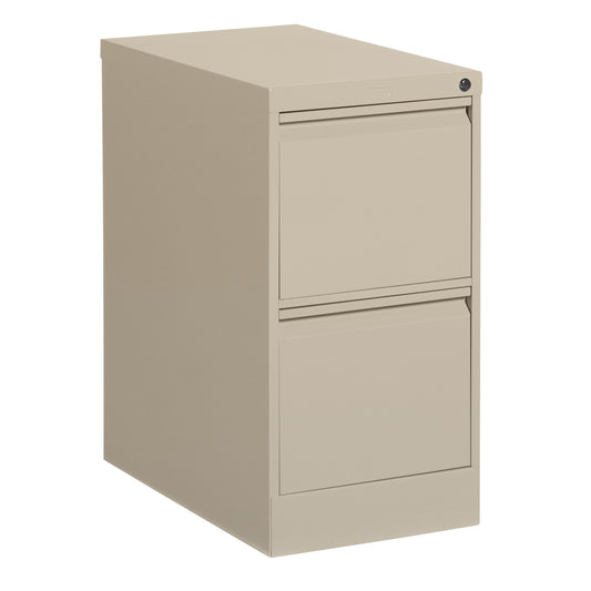 Vertical Filing Cabinet, Steel, 2 Drawers, 15-1/7" W x 25" D x 29" H, Beige