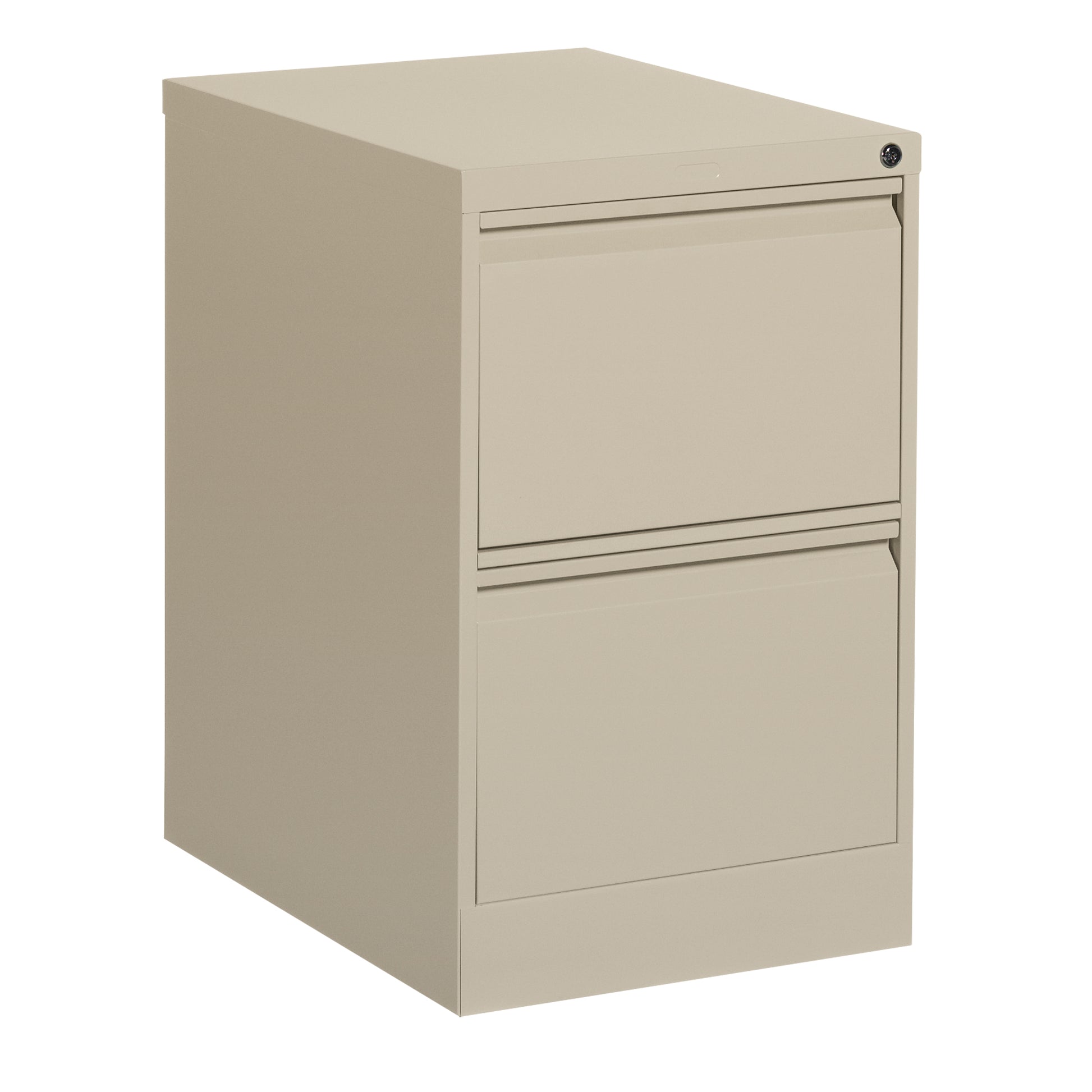 Vertical Filing Cabinet, Steel, 2 Drawers, 18-1/7" W x 25" D x 29" H, Beige