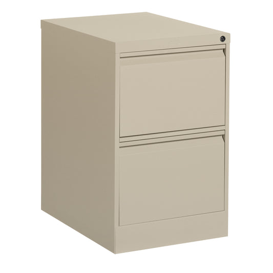 Vertical Filing Cabinet, Steel, 2 Drawers, 18-1/7" W x 25" D x 29" H, Beige