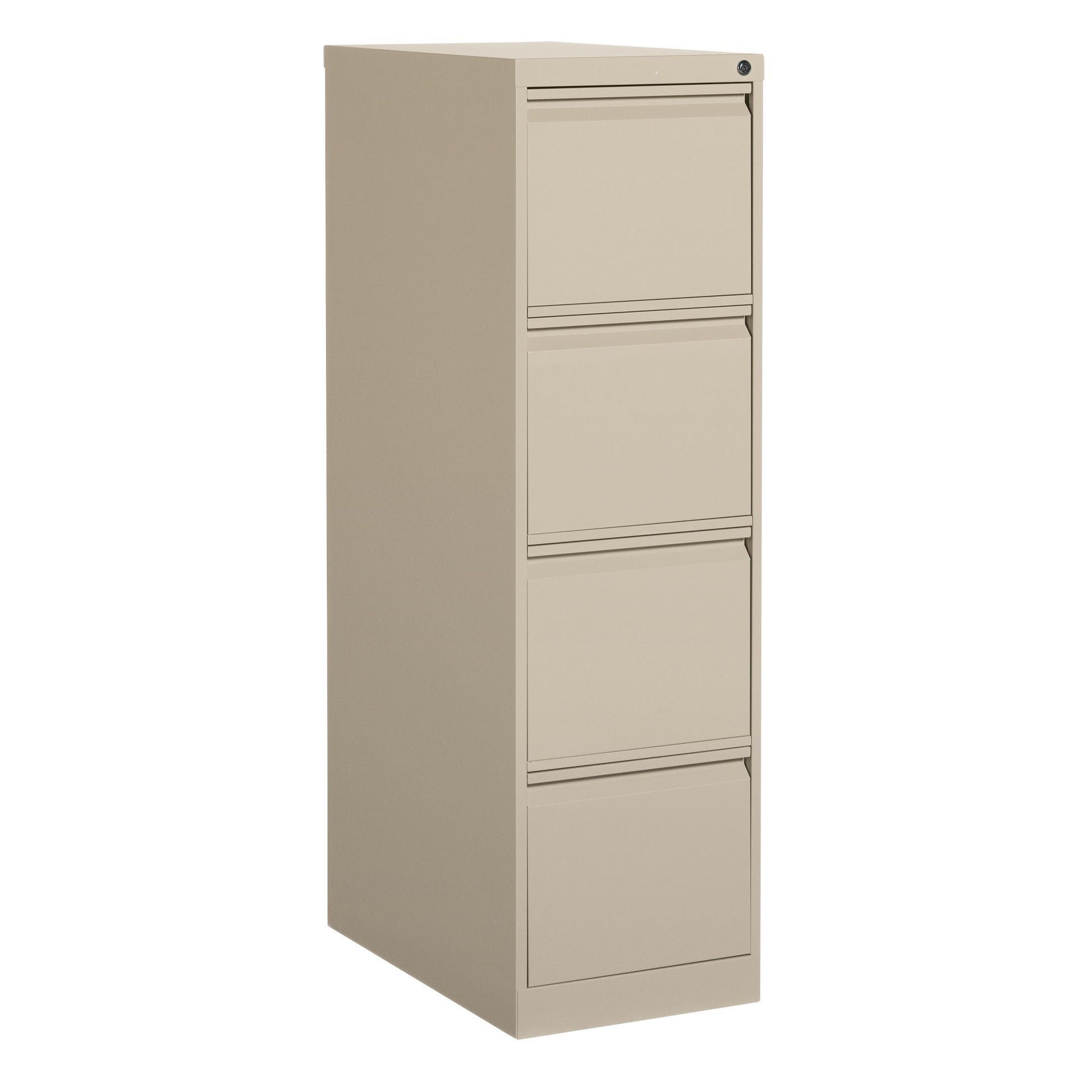 Vertical Filing Cabinet, Steel, 4 Drawers, 15-1/7" W x 25" D x 52" H, Beige