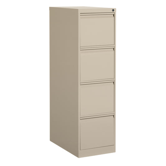 Vertical Filing Cabinet, Steel, 4 Drawers, 15-1/7" W x 25" D x 52" H, Beige