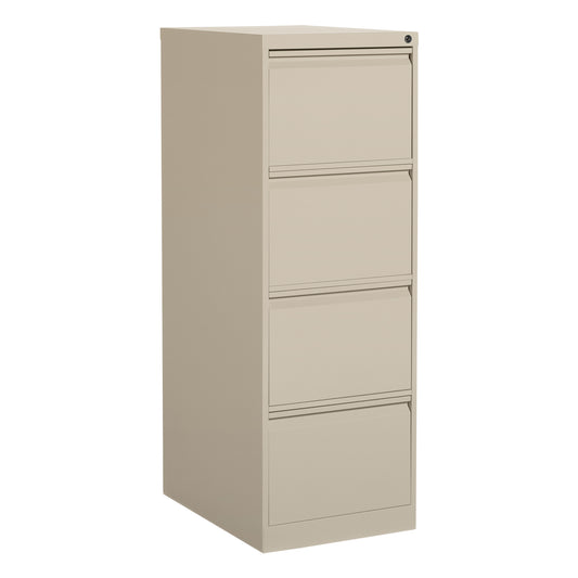 Vertical Filing Cabinet, Steel, 4 Drawers, 18-1/7" W x 25" D x 52" H, Beige
