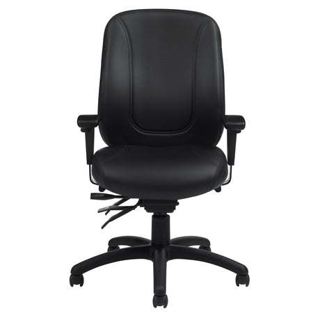 Overtime High Back Chair, Leather, Black, 300 lbs. Capacity