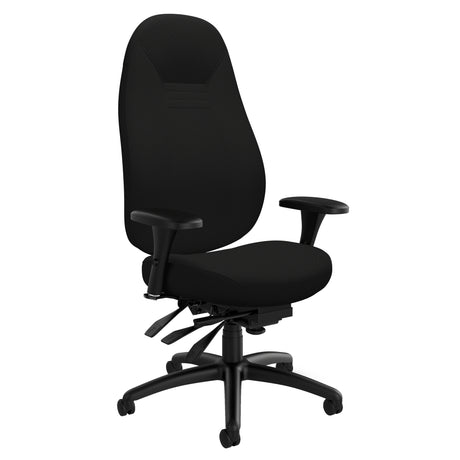 High Back Comfort Chair, Polyester, Black, 300 lbs. Capacity