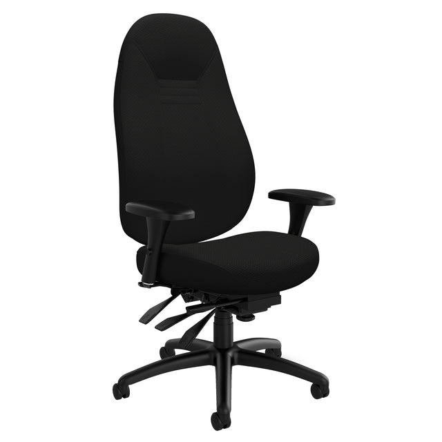 High Back Comfort Chair, Polyester, Black, 300 lbs. Capacity