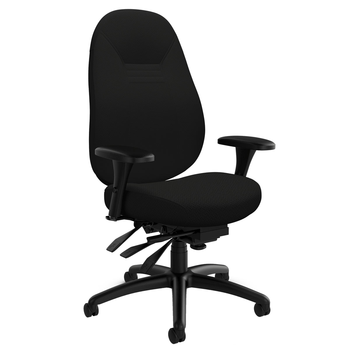 Medium Back Comfort Chair, Polyester, Black, 300 lbs. Capacity