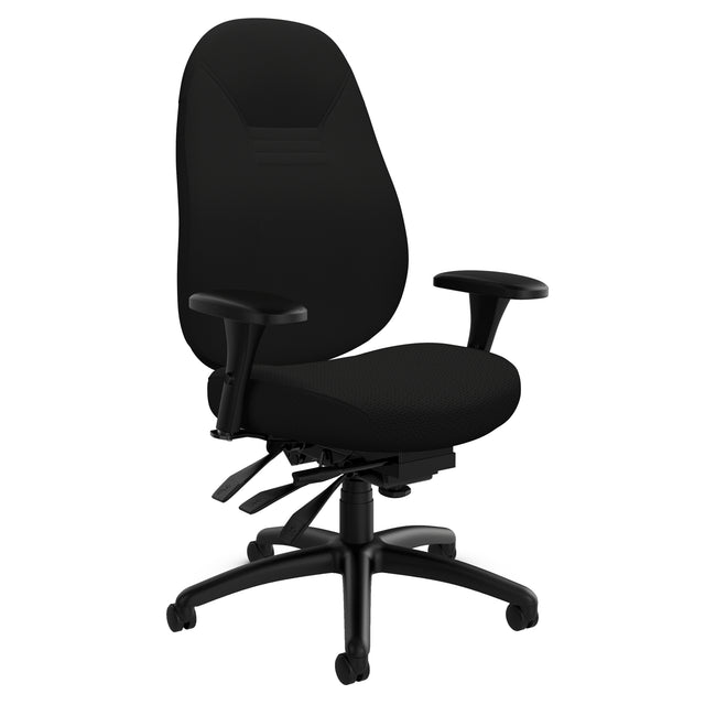 Medium Back Comfort Chair, Polyester, Black, 300 lbs. Capacity