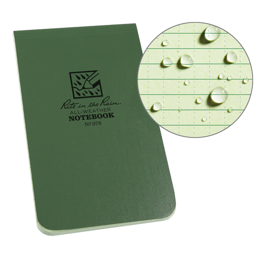 Top-Bound Memo, Soft Cover, Green, 100 Pages, 5-1/4" W x 5" L