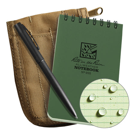 Pocket Notebook Kit, Soft Cover, Green, 100 Pages, 3" W x 5" L