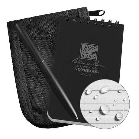 Pocket Notebook Kit, Soft Cover, Black, 100 Pages, 3" W x 5" L