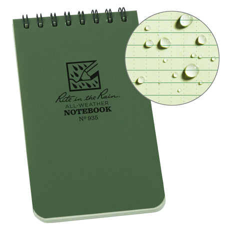 Pocket Top-Spiral Notebook, Soft Cover, Green, 100 Pages, 3" W x 5" L